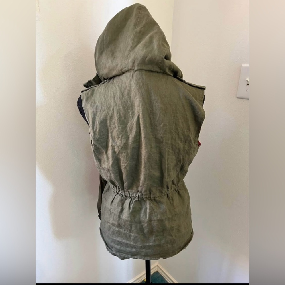 Forever 21 Khaki Hoodie Pull-String Vest with Metal Studs, Great w Tights - Picture 4 of 11